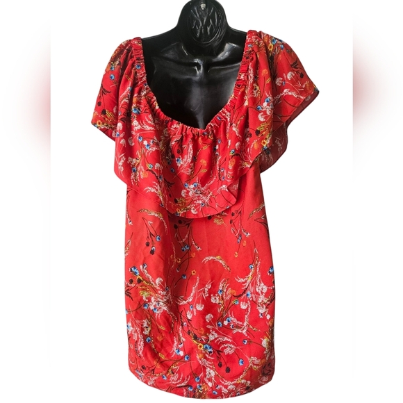 No Brand Women's Size , XL Red Ruffled Cap Sleeve Blouse - Picture 2 of 7